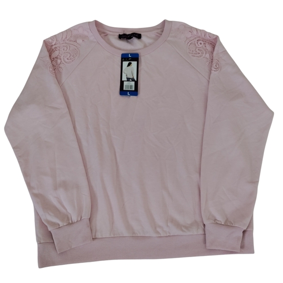 Gloria Vanderbilt Light Pink Lace Long Sleeve Pullover Sweatshirt - Picture 1 of 12